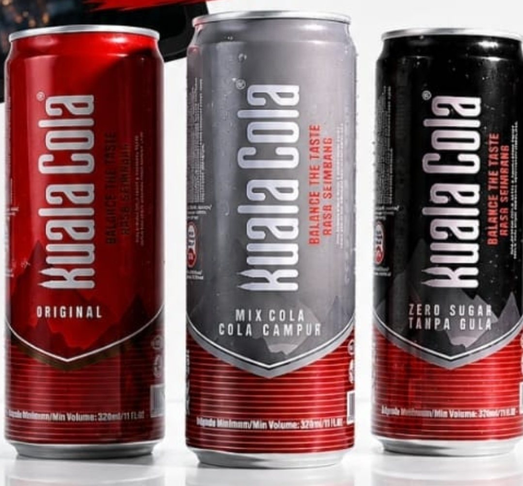 Tiga tin Kuala Cola: Original, Mix Cola dan Zero Sugar